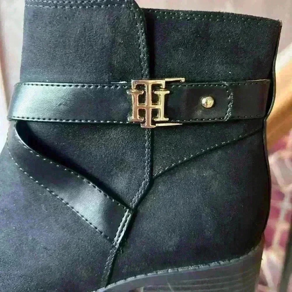 Tommy Hilfiger black booties 9. Brand new never worn. 2” heel. Gold accents - Picture 12 of 15